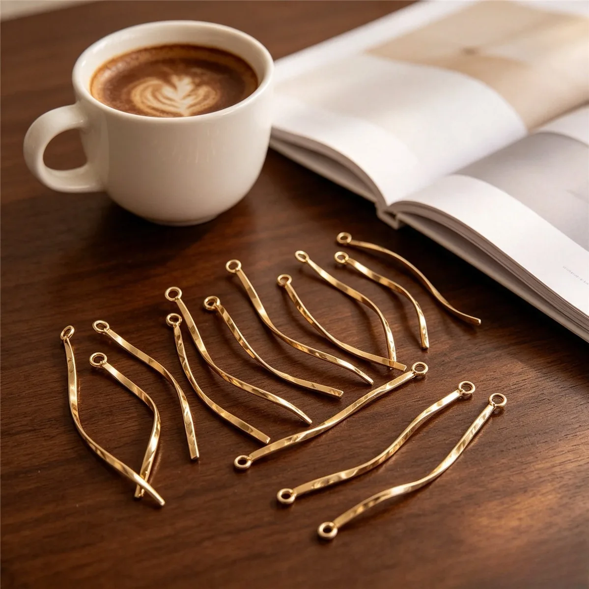 Brass Gold Plated S Wave Curved Ear Wire DIY Earring Stud Pendant Jewelry Making Findings