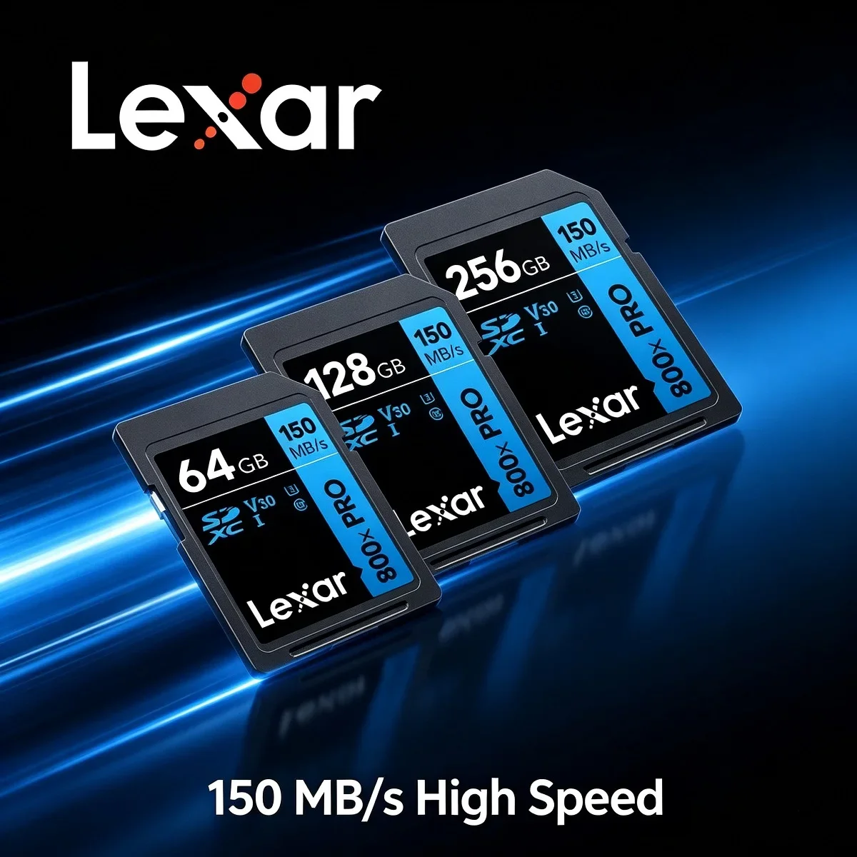 Lexar SDXC Flash Card 800x Pro Read 150MB/s V30 UHS-I SD Card 32GB 64GB 128GB 256GB SDHC Memory Card Storage Card For Camera