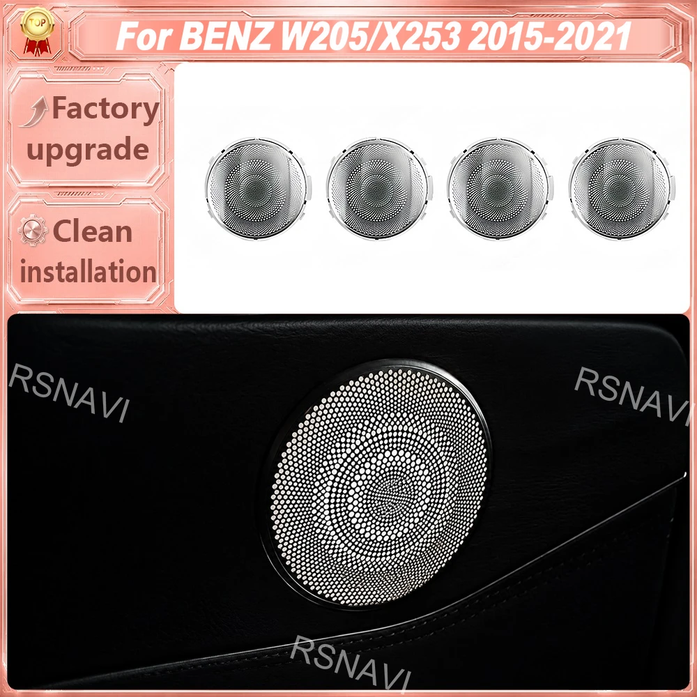 4-Door Midrange Speaker Covers for Mercedes-Benz C-Class W205 GLC X253 2015-2021 with Ambient Lighting Interior Trim Accessories