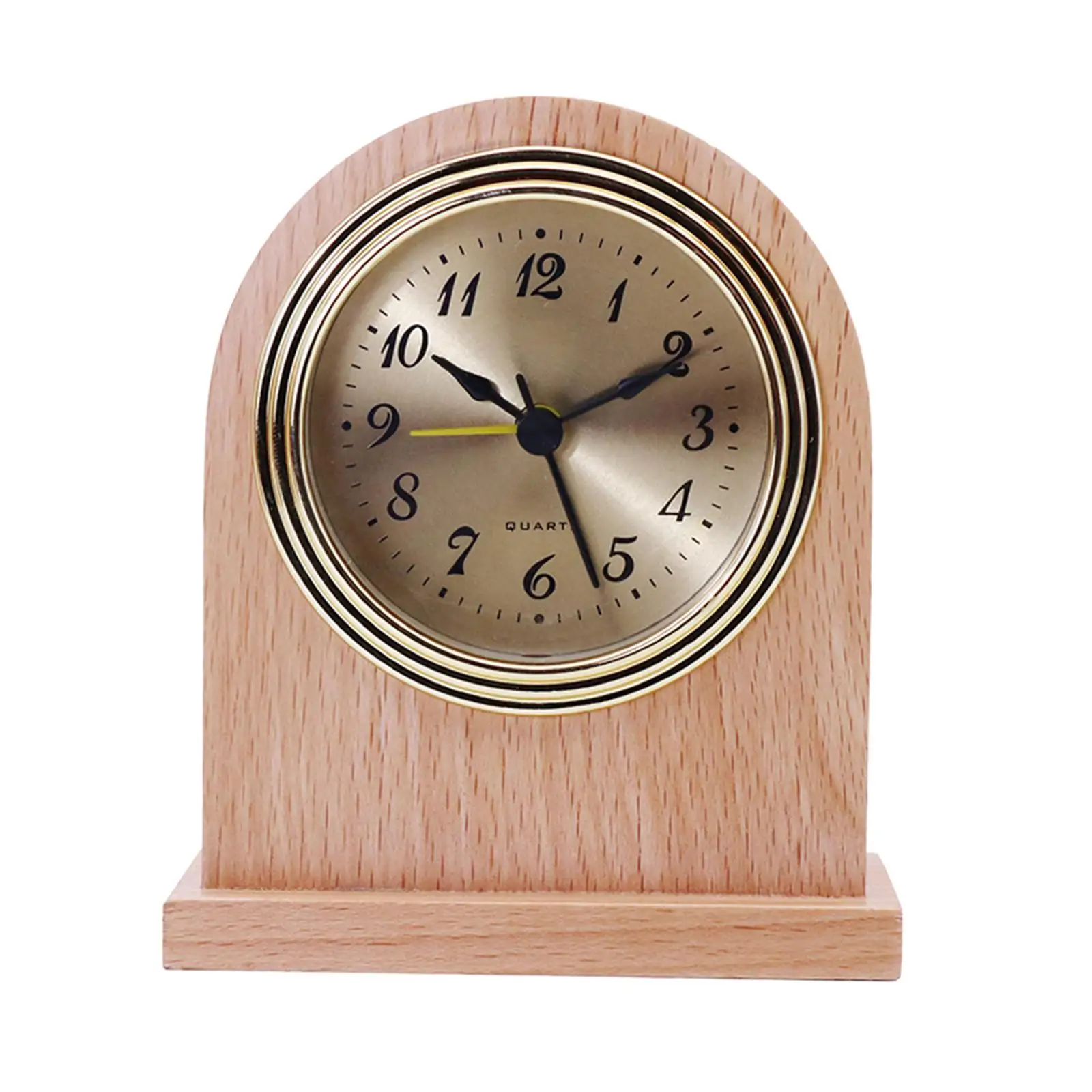 Analog Alarm Clock Quartz Movement Battery Operated Portable Wooden Table Clock for Travel Hotel Bedside Home Office Living Room