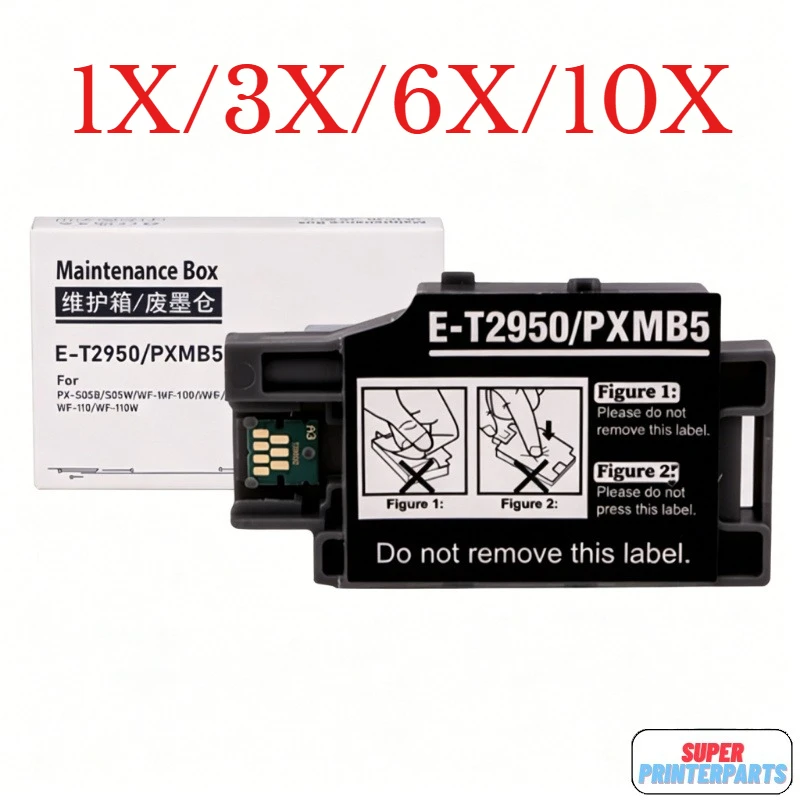 1X/3X/6X/10X T2950 PXMB5 Ink Maintenance Box for Epson Workforce PX-S05B S05W WF-100 PX-S06B WF-110 WF‑110W PXMB5 Mobile Printer