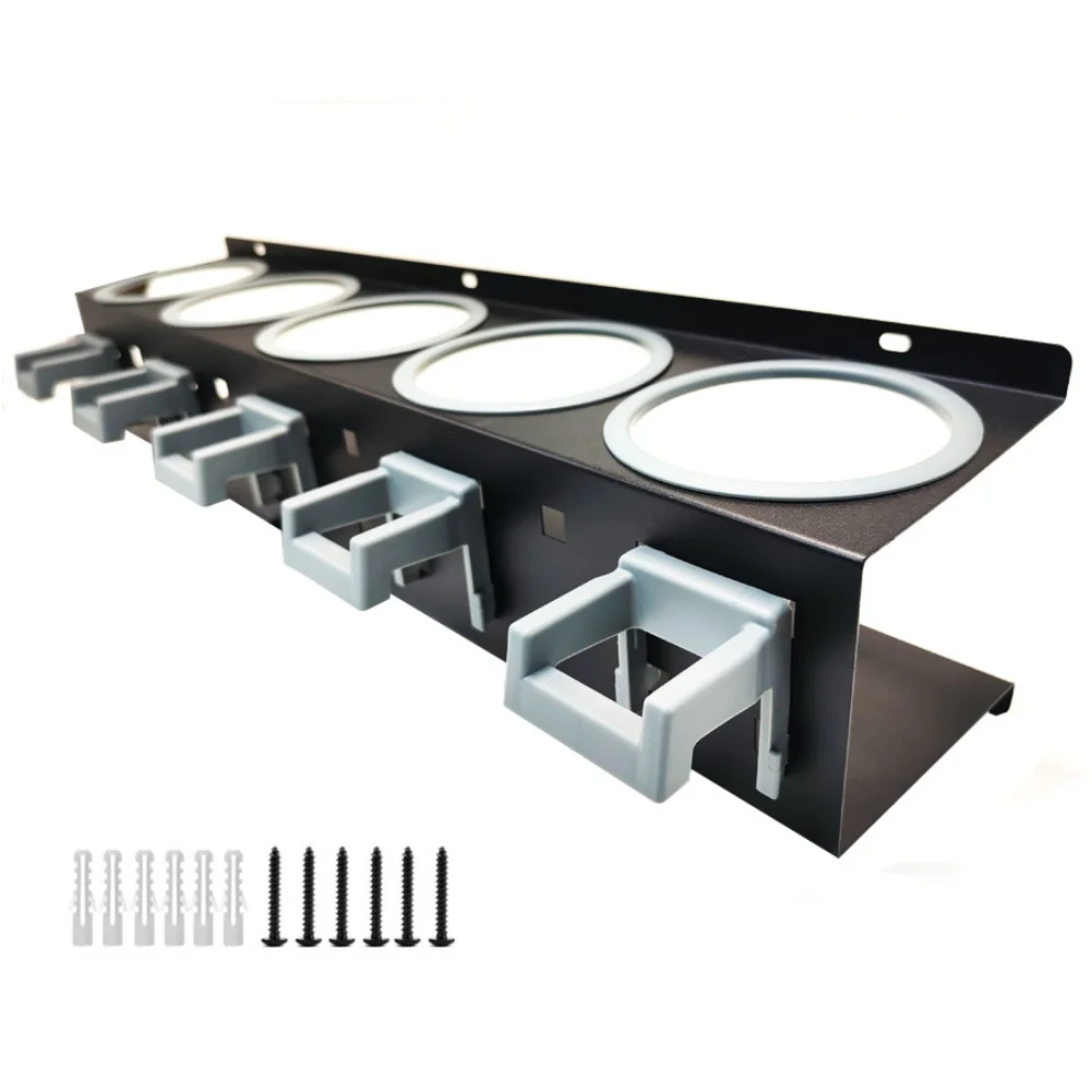 Spray Bottle Holder Wall Mounted For Space Saving Design 5 Holes 5 Hooks 53x11x8.5cm Red Black Cold Rolled Steel