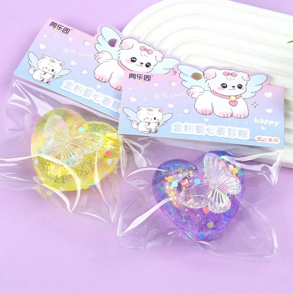 Tpr-子供の感覚玩具,ゆっくりとしたバウンス,金色のほこり,蝶,心臓,ストレス解消,柔らかい色の変化,減圧