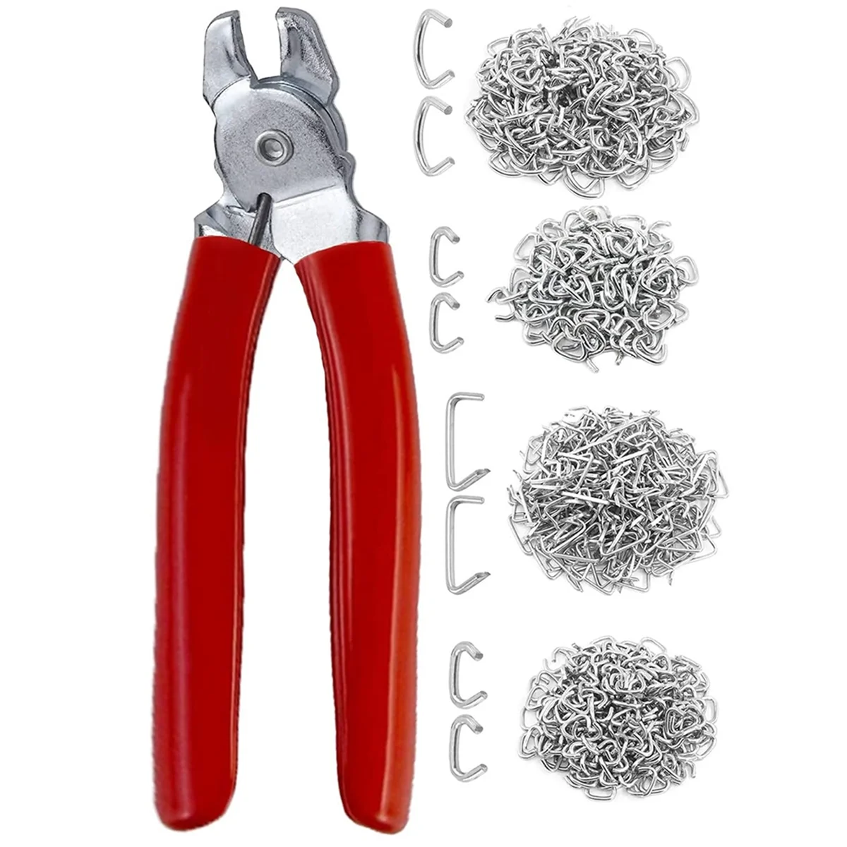 

480Pcs 4 Sizes Galvanized Hog Rings with Bent Hog Ring Pliers Assortment,Upholstery Hog Rings Installation Kit