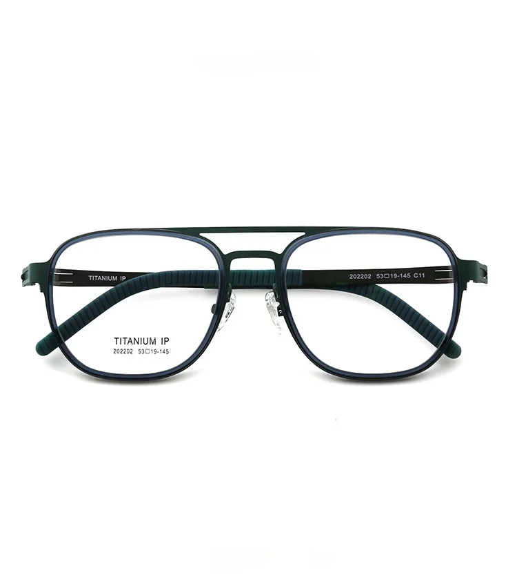 Belight Optical Screwless Design Soft Non-skid Rubber End Tip Pilot Shape Men Titanium Alloy Eyeglasses Spectacle Frame