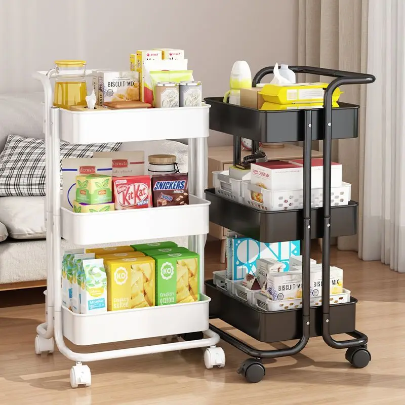 Small Cart Shelving Kitchen Bathroom Mobile Snacks Bedroom Storage Bookshelf Kitchen Islands Trolleys Rolling Cart Bar Carts Ins