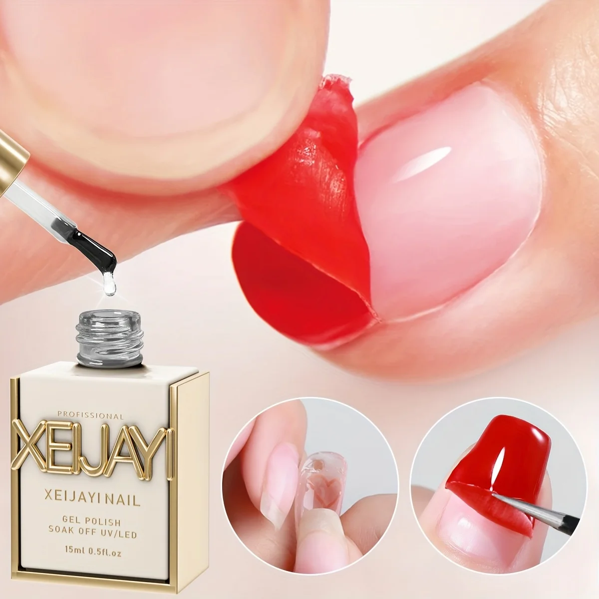 XEIJAYI 15 مل طلاء جل LED للأشعة فوق البنفسجية - غراء لطيف وإزالة أضرار طلاء أظافر احترافي للاستخدام المنزلي في صالونات الأظافر #1