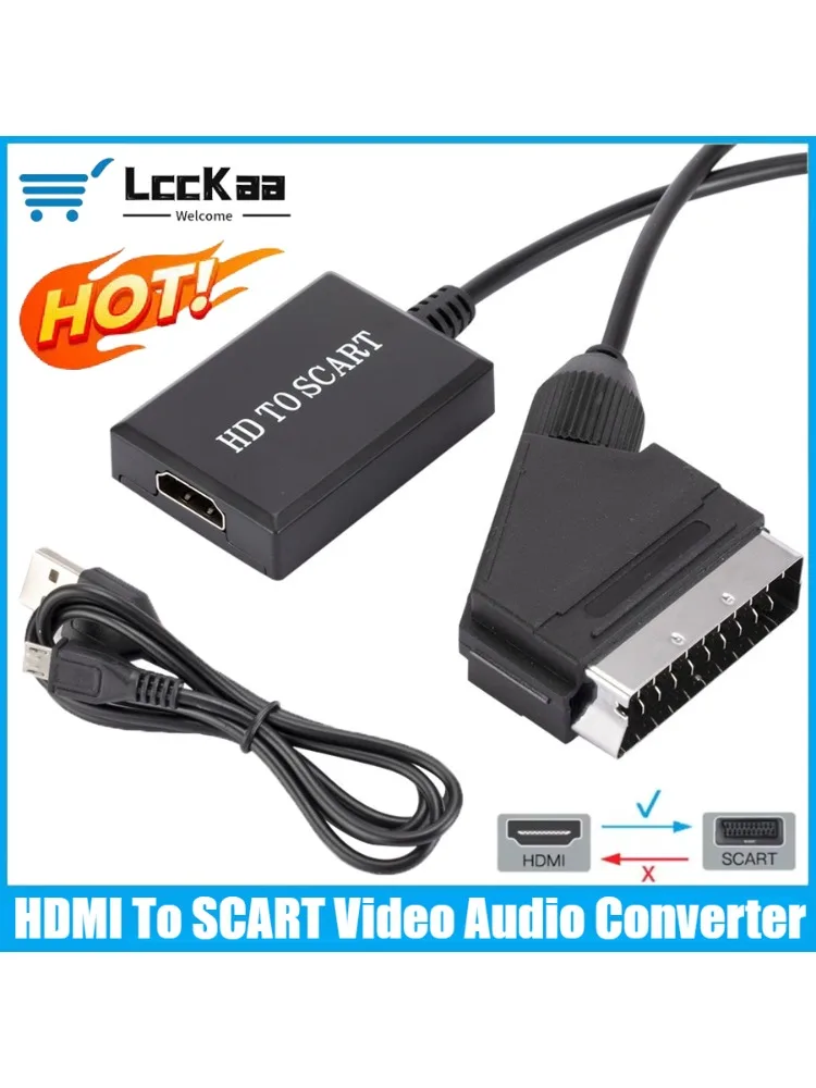 Adapter LccKaa 1080P HDMI na SCART Konwerter Wideo Audio do TV HD DVD do Sky Box STB Plug and Play Kabel DC Upscale — zdjęcie produktu 7