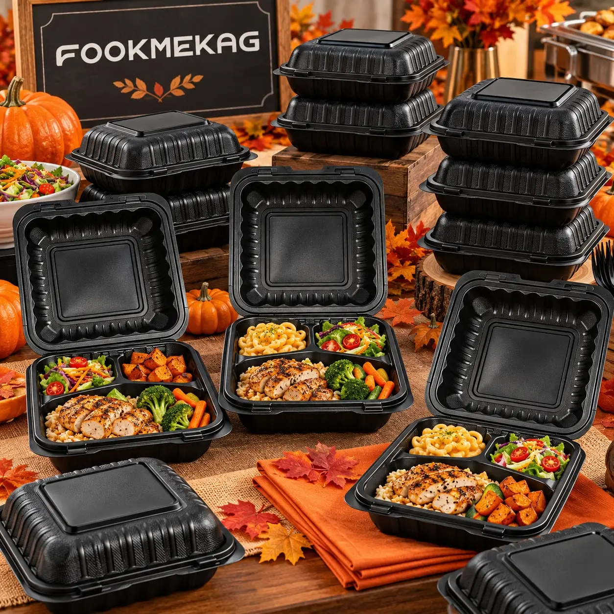 100 Sets Of 3-Compartment Food Storage Lunch Boxes, 8×8-Inch Covered Meal Prep Containers, Heat-Resistant, Microwave And Dishwas