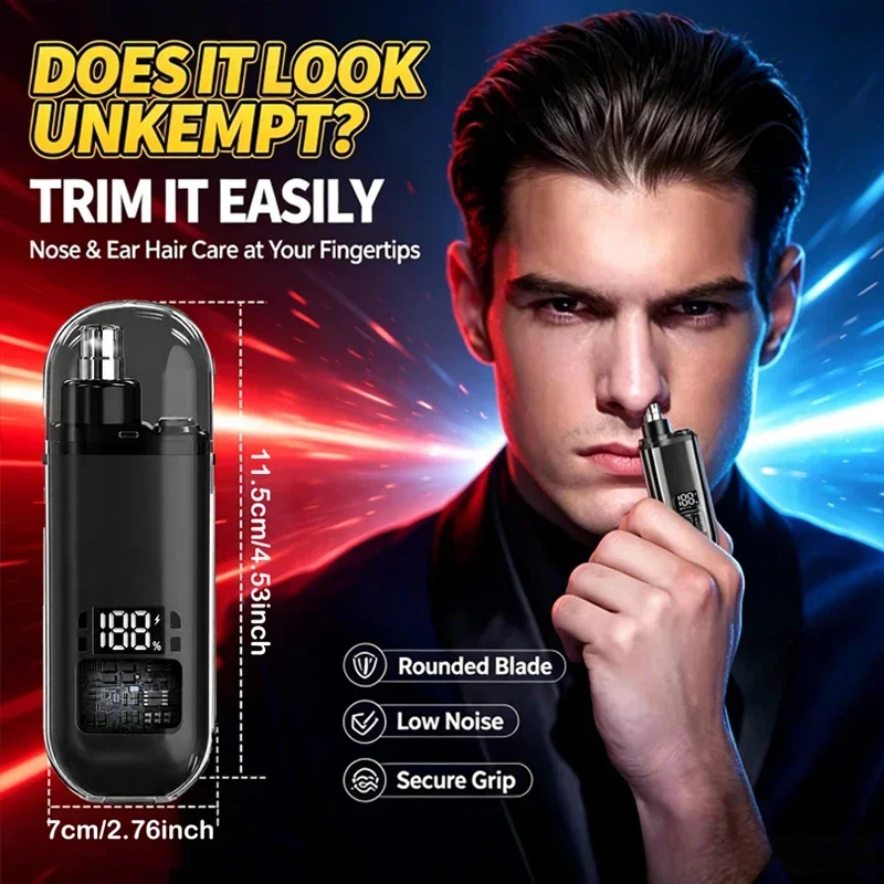 Nose Hair Trimmer Type-C Charging Rounded Arched Blade Electric Portable Men Mini Nose Hair Trimmer Face Care Kit Tools