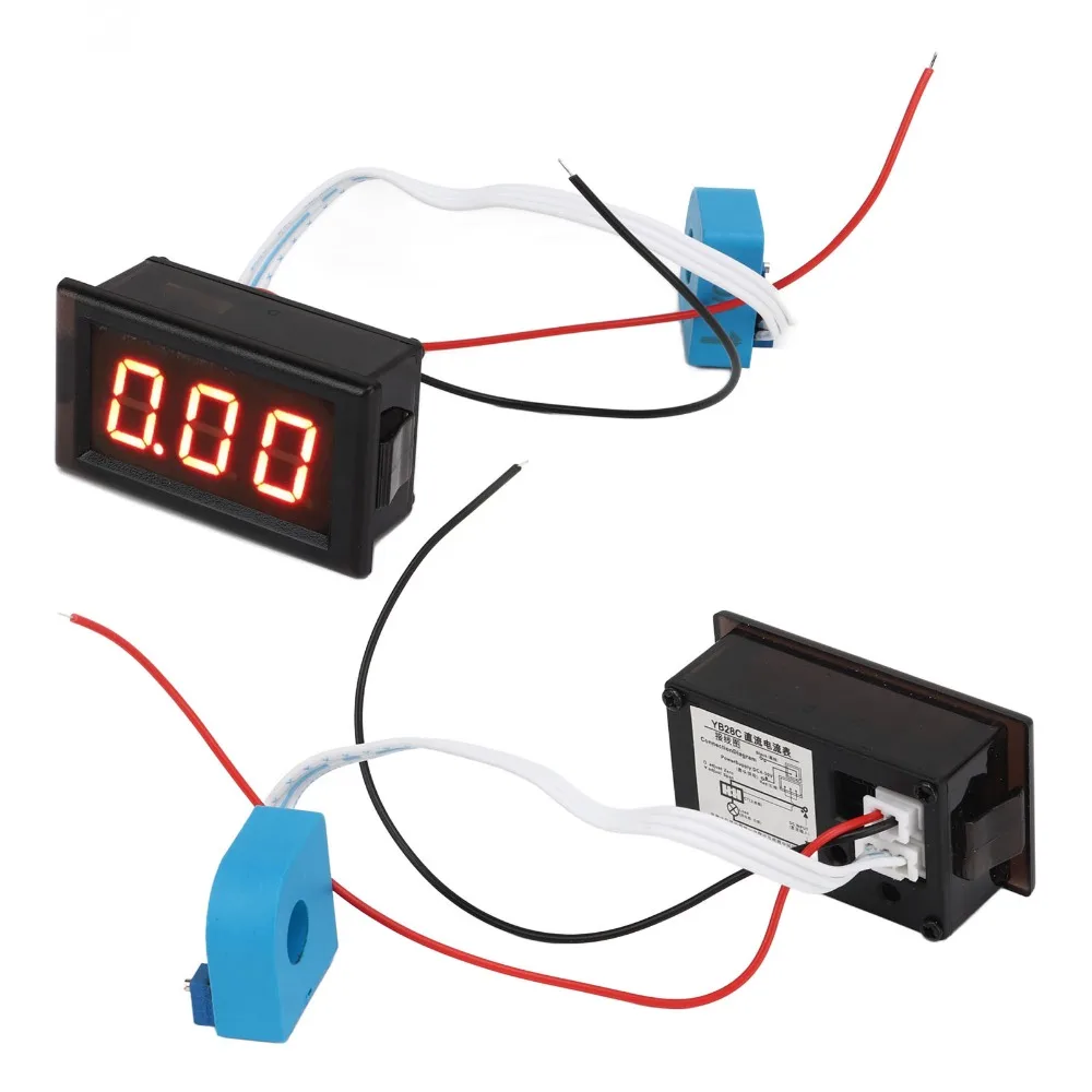 DC Ammeter with Hall Sensor LED Digital Display 50A High Accuracy Current Gauge for Vehicles