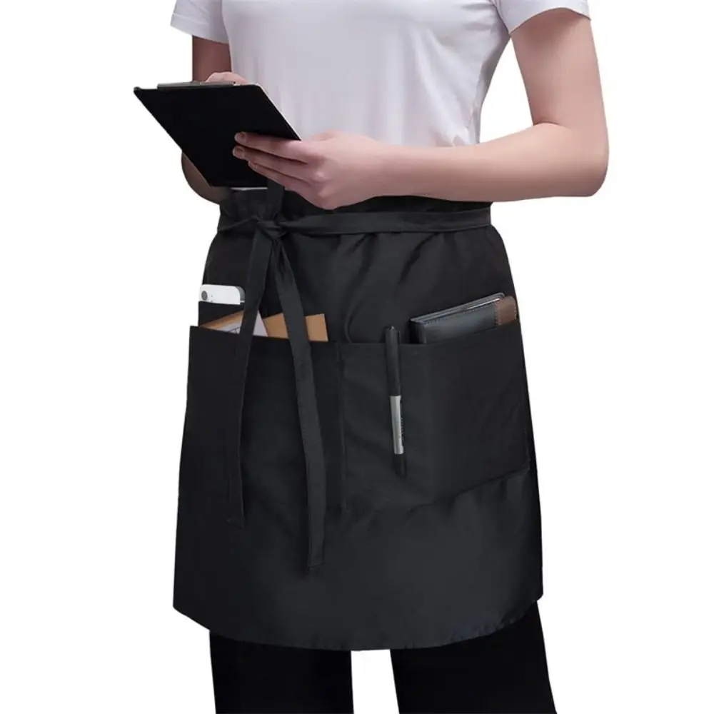 Household Abrasion Resistant Chef Apron with 2 Pockets Thick Cooking Apron Half Body Kitchen Pinafore Restaurant