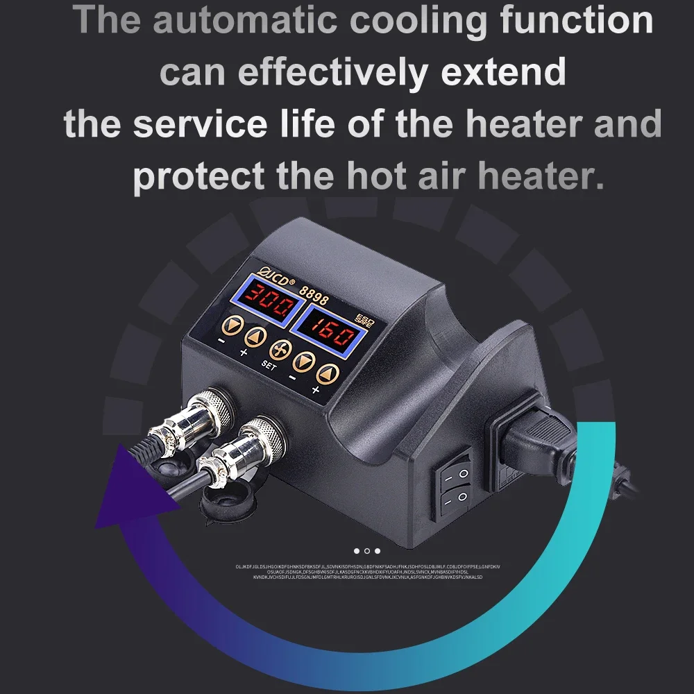 Imagem -03 - Lcd Digital Display Retrabalho Soldagem Estação Kit Ferro de Solda ar Quente Repair Solda Ferramentas em Jcd 8898 750w