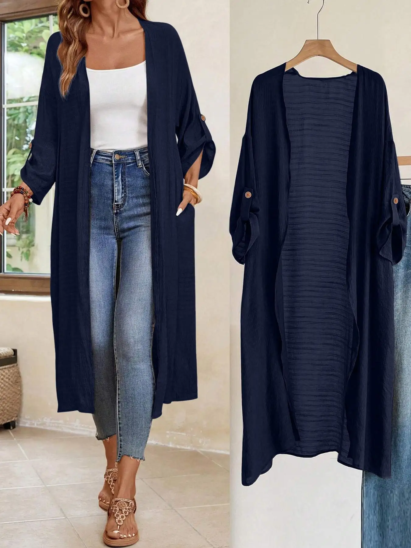 

Women's Loose Large-Sized Mid-Length Cardigans European And American Style Tops