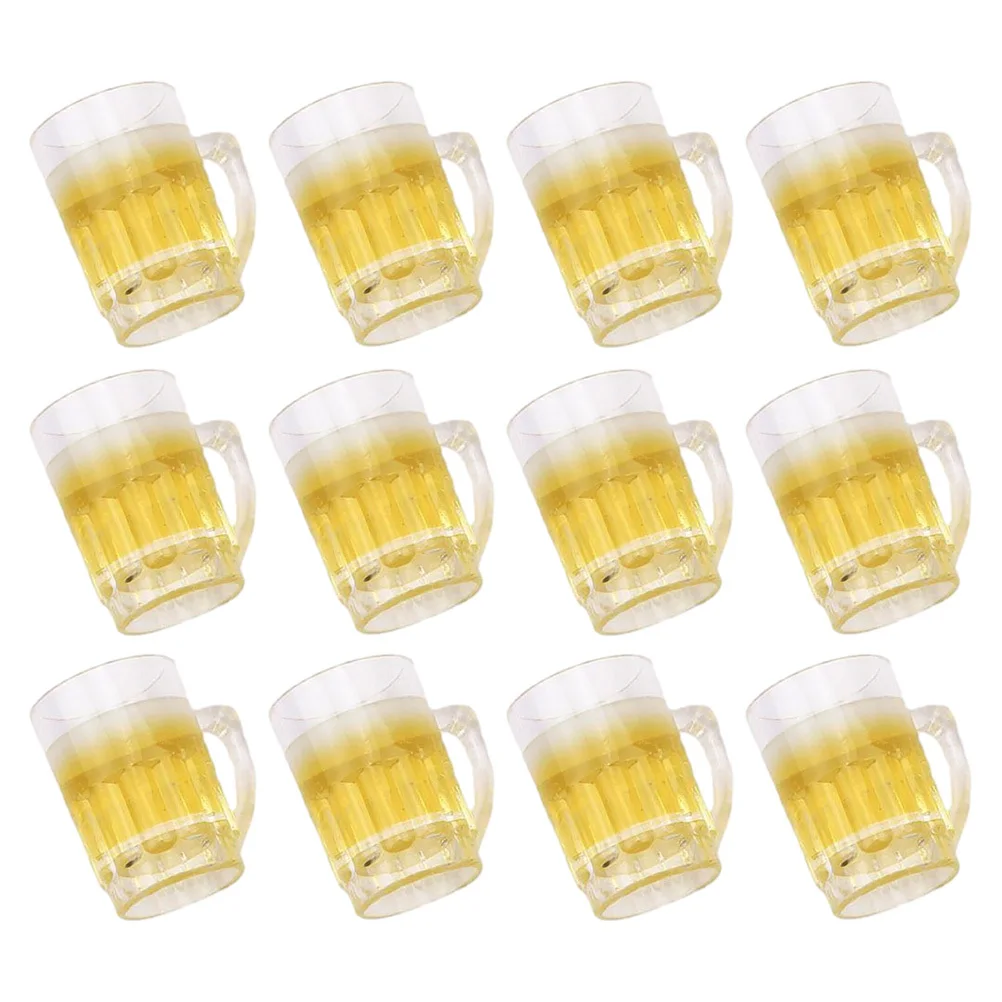

12pcs Miniature Beer Mug Realistic Resin Tiny House Cup Desktop Decor For Dollhouse Micro Landscape Photo Props Home Decor