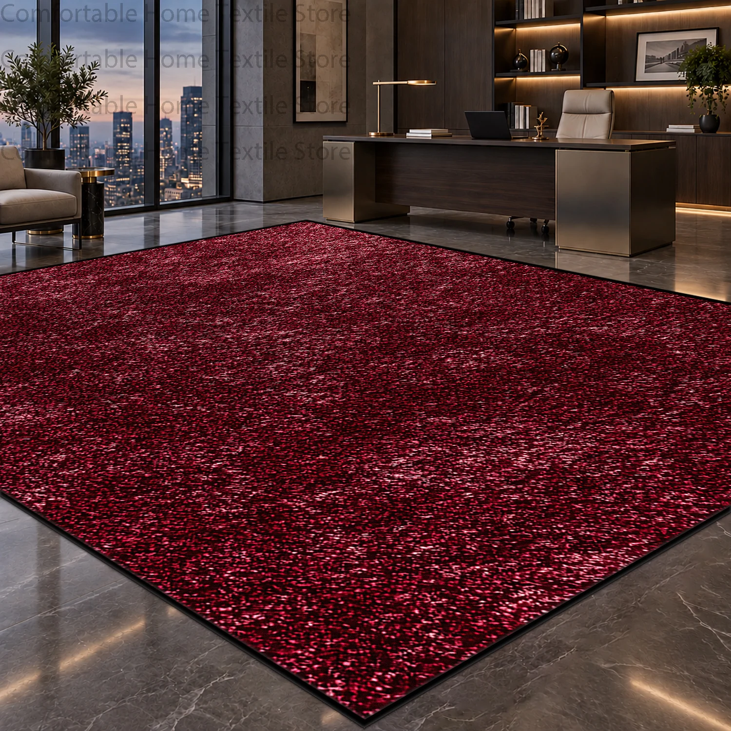 Urban Modern Textured Rug for Business Study Decor Solid Color Minimalist Large Living Room Carpet Non-slip Washable Floor Mat