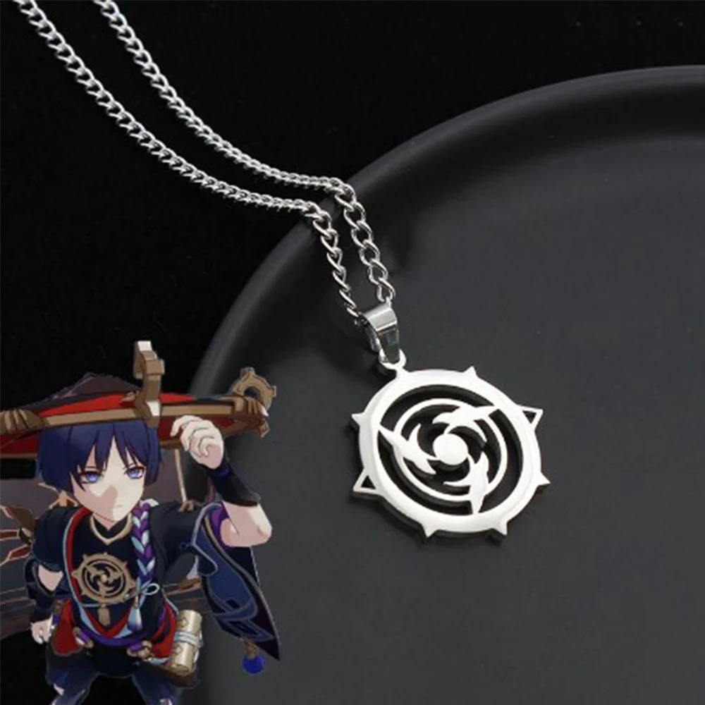 Game Genshin Impact Necklace Fatui Harbingers Scaramouche Kunikuzushi Cosplay Unisex Pendant Choker Wanderer Balladeer Jewelry