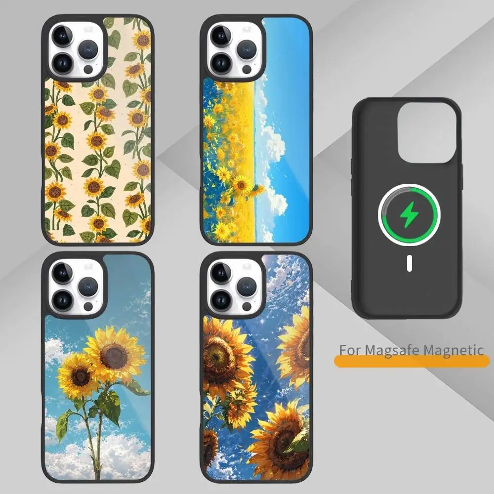

beautiful S-sunflower Phone Case For iPhone17,16,15,14,13,12,11 Plus,Pro Max Magnetic For Magsafe Wireless Charging
