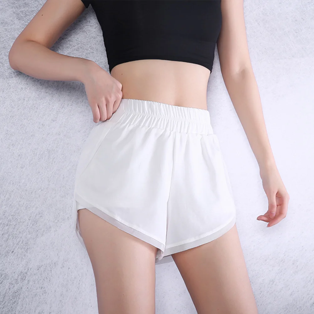 

Yellow Women Quick-Drying Yoga Shorts Breathable Elastic Waist Sports Short Trouser Summer Fitness Running Size L
