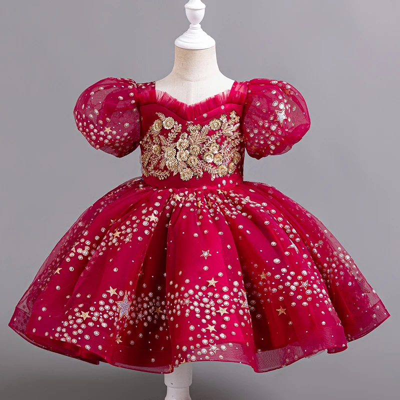 

Children Dress Kid Teenagers Girls Dress Summer Sequins Sleeveless Kids Wedding Dresses Birthday Party Performance Gown For Girl