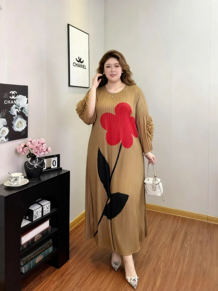 2025年秋新作 ミヤケ風 ルーズで上品なプリーツワンピース レディース カジュアル デイリー 長袖 ロングワンピース