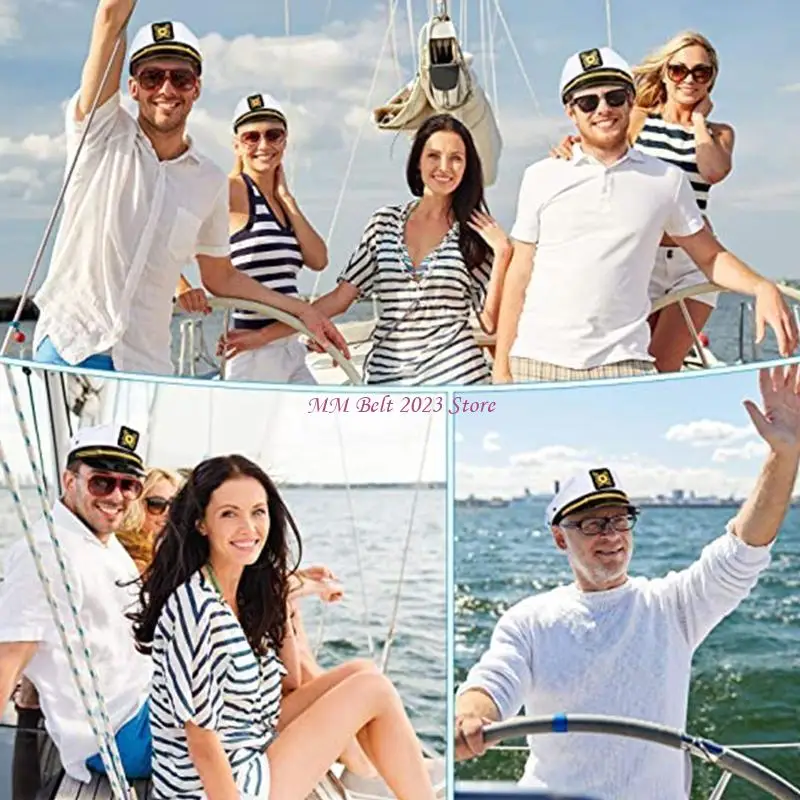 49ME قبعة كابتن بحار مطرزة للكبار مناسبة تمامًا، قبعة بحرية للمناسبات غير الرسمية #4