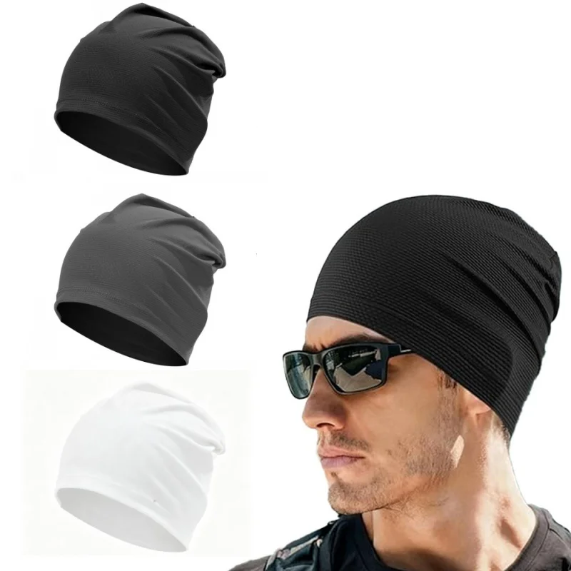 Summer Quick Dry Stretch Skull Cap Breathable Anti-slip Helmet Liner Sports Beanie Headwrap for Men Cycling Running