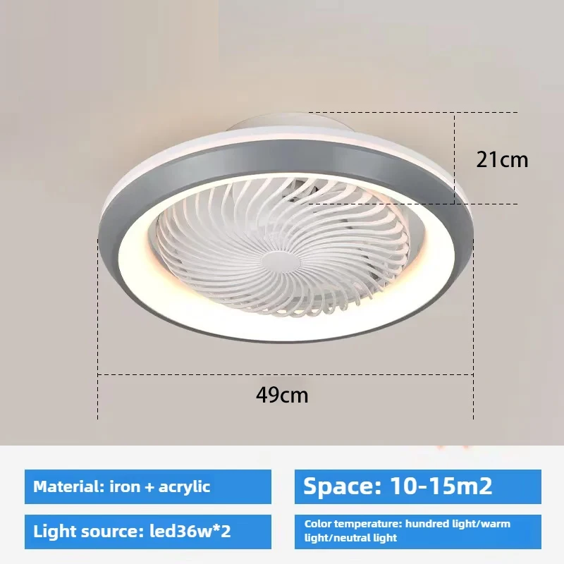 6-snelheden gesloten ronde ventilatorlamp met afstandsbediening, slaapkamerventilatorlicht, woonkamer slaapkamer eetkamer plafondlamp