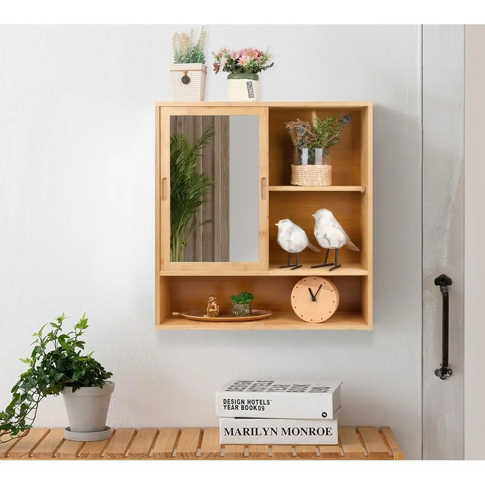 خزانة حمام من الخيزران، خزائن طبية بمرآة، خزانة حمام مثبتة على الحائط مع مساحة تخزين، خزائن طبية مع مرآة، فوق #6