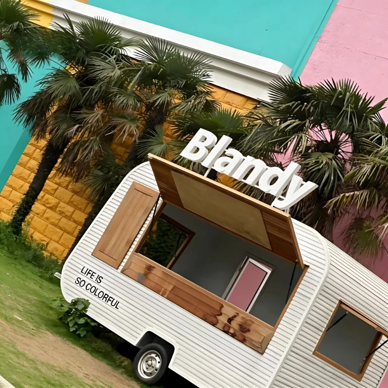 Hot Sale Concession Trailer Fast Food Truck Fiberglass Caravan Towable Mobile Food Trailer Customizable Display Color&Branding