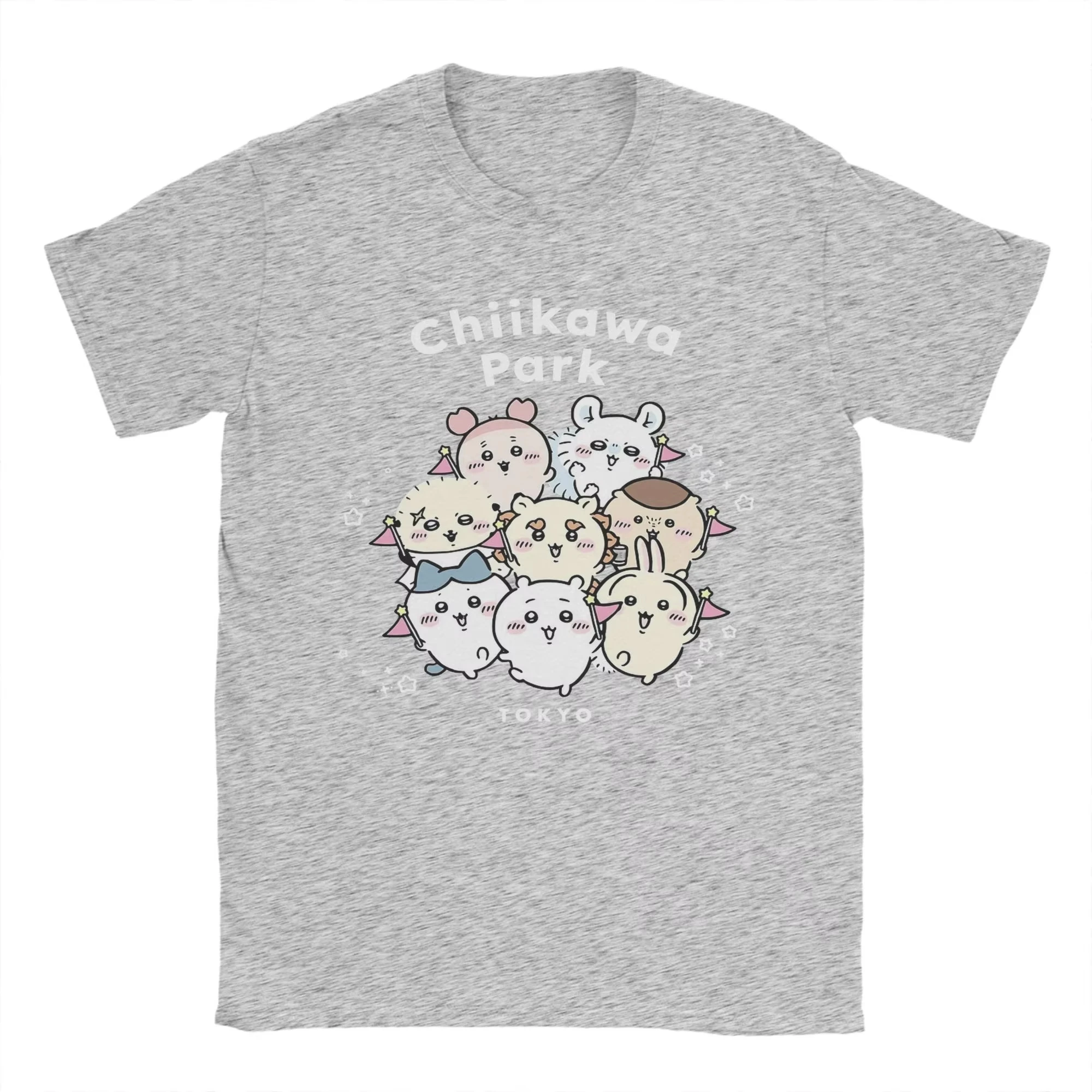 Chiikawas and Friends T-Shirt for Men Funny Pure Cotton Tee Shirt Crewneck Short Sleeve T Shirt Summer Clothes