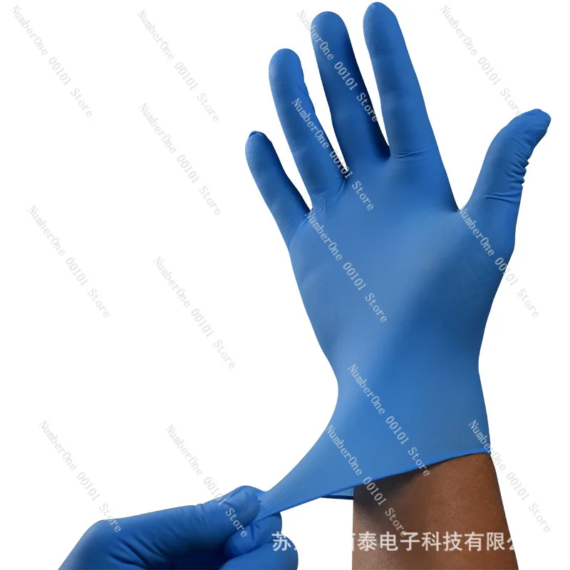 Disposable dust-free Ding Qing gloves laboratory inspection thickened rubber home universal blue and white 50 pairs of gloves