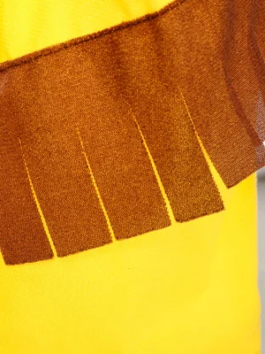 Kids Ethnic Style Performance Suit, Brown Fringe Top & Yellow Decor Pants