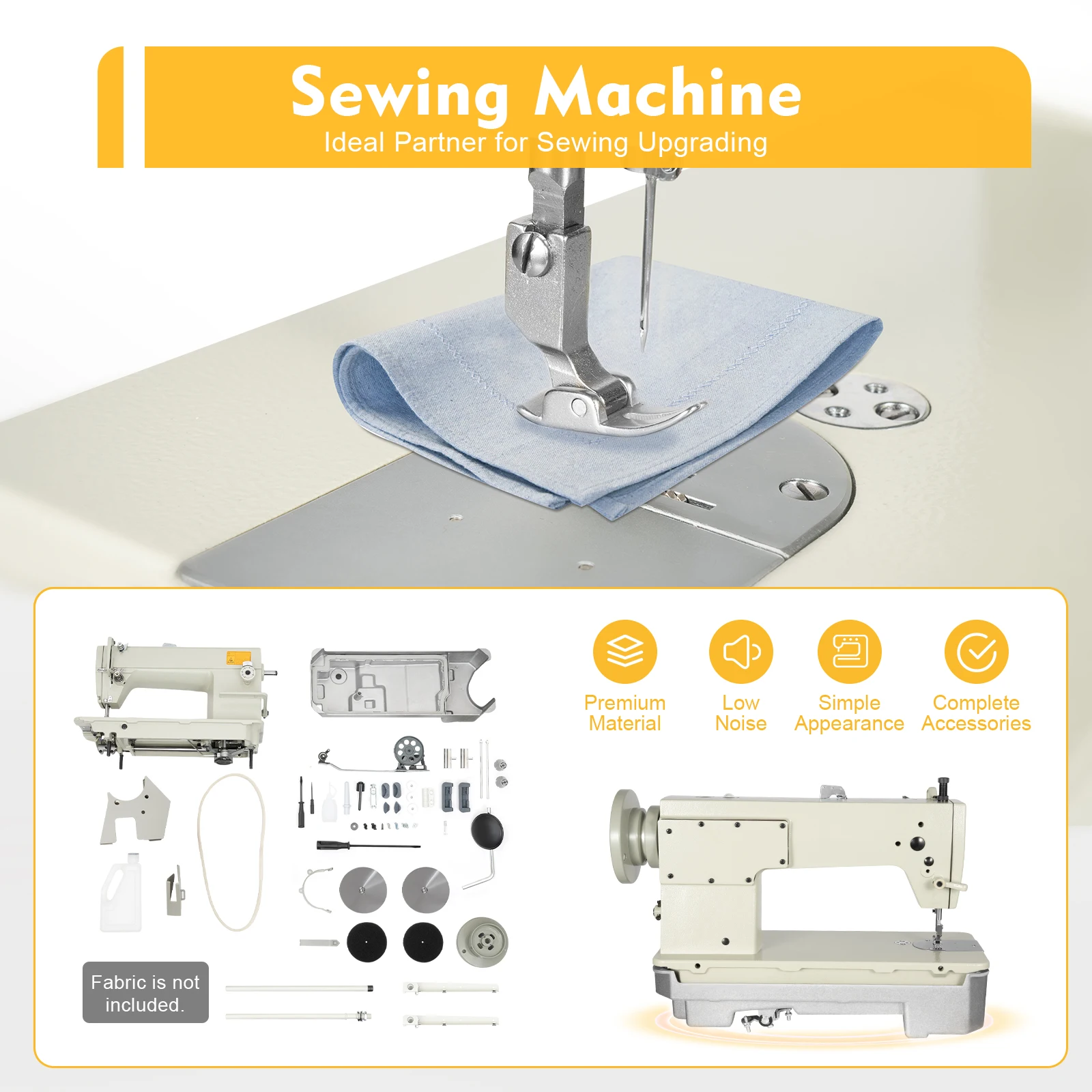 Straight Line Industrial Sewing Machine with A Double-thread Large Rotating Hook 3000 Stitches/min Adjustable Stitch Length