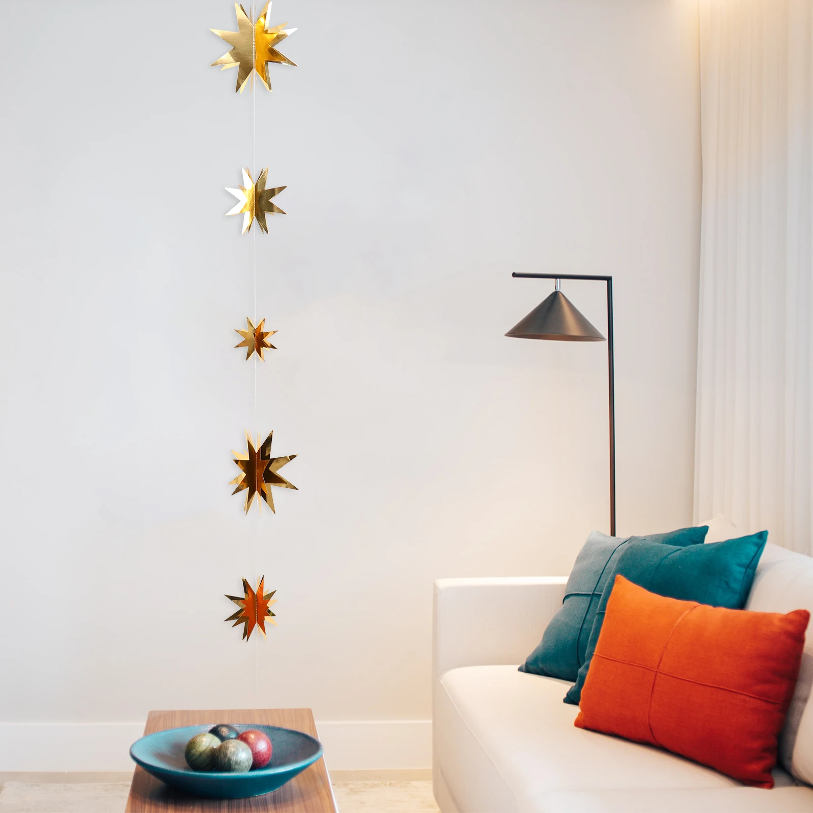 

6Pcs Xmas -Pointed Star Pendants Three-Dimensional Christmas Tree Hanging Ornaments Snowflake Decorations