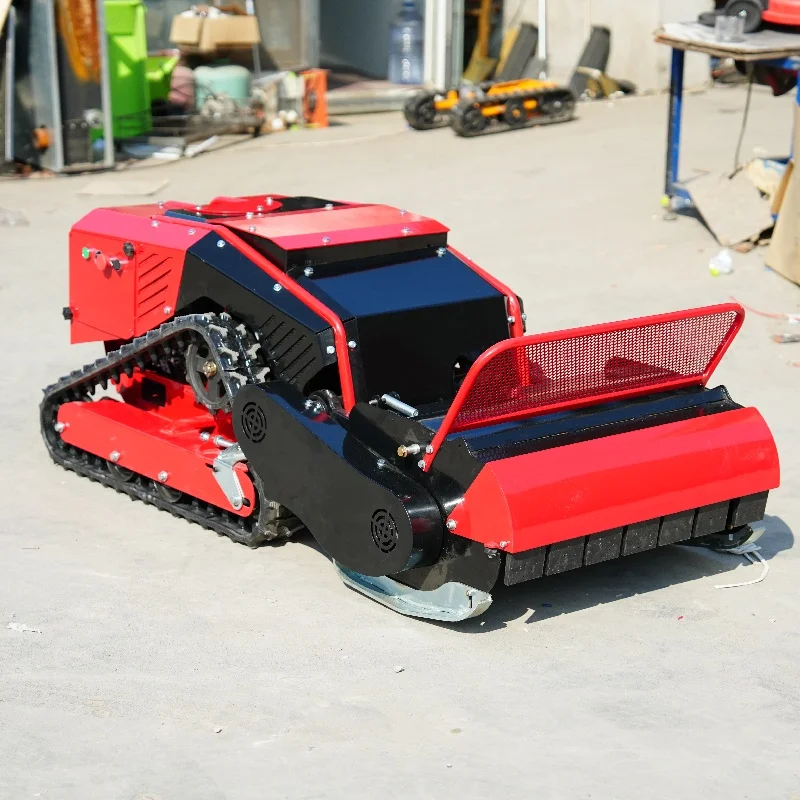 All Terrain Crawler Mounted Remote Control Brush Cutter High Efficiency 4 Stroke Heavy Duty Design  Lawn Mower