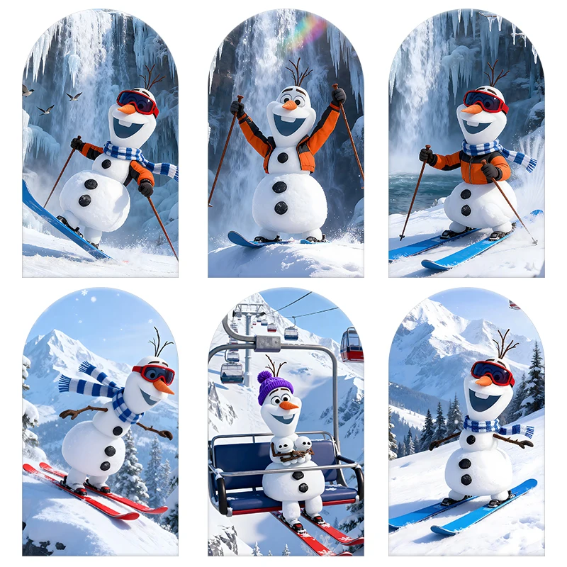 

Frozen Theme Olaf Arch Backdrop Cover Spandex Fabric Custom Cartoon Film for Child Girl Birthday Party Background Decortion