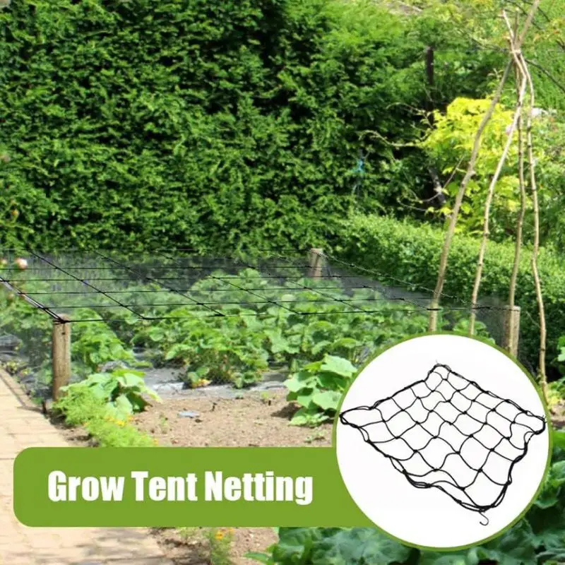 Trellis Net for Grow Tent Elastic Hydroponics Support Plant Net with Hooks Growing Net Grid Heavy-Duty Construction