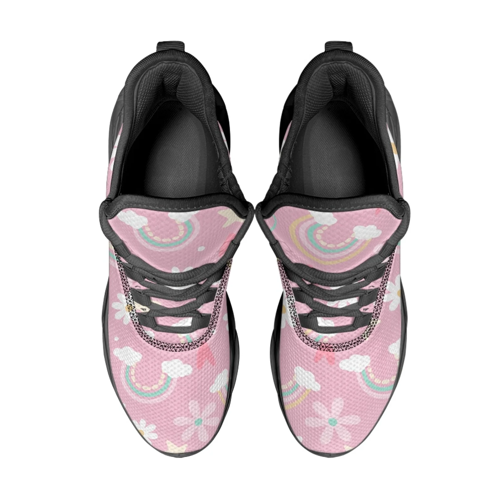 PENSTROLL Comfortable Fashion Sneakers Non Slip Mens Running Sneaker for Gym Unisex Rainbow Flowers