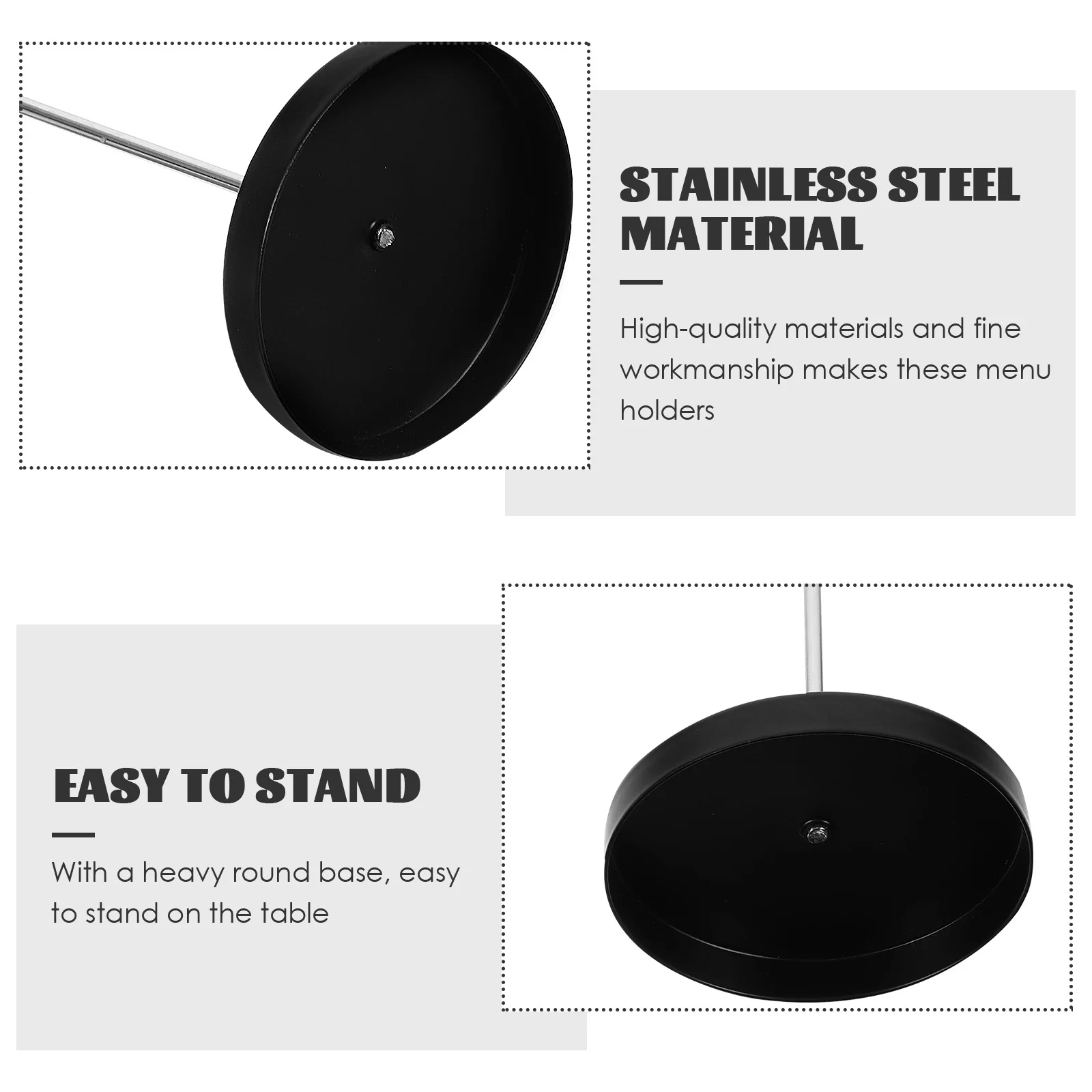 

4pcs Paper Menu Holders Black Detachable Spike For Bill Receipt Memo Storage Heavy Base Office Kitchen Restaurant