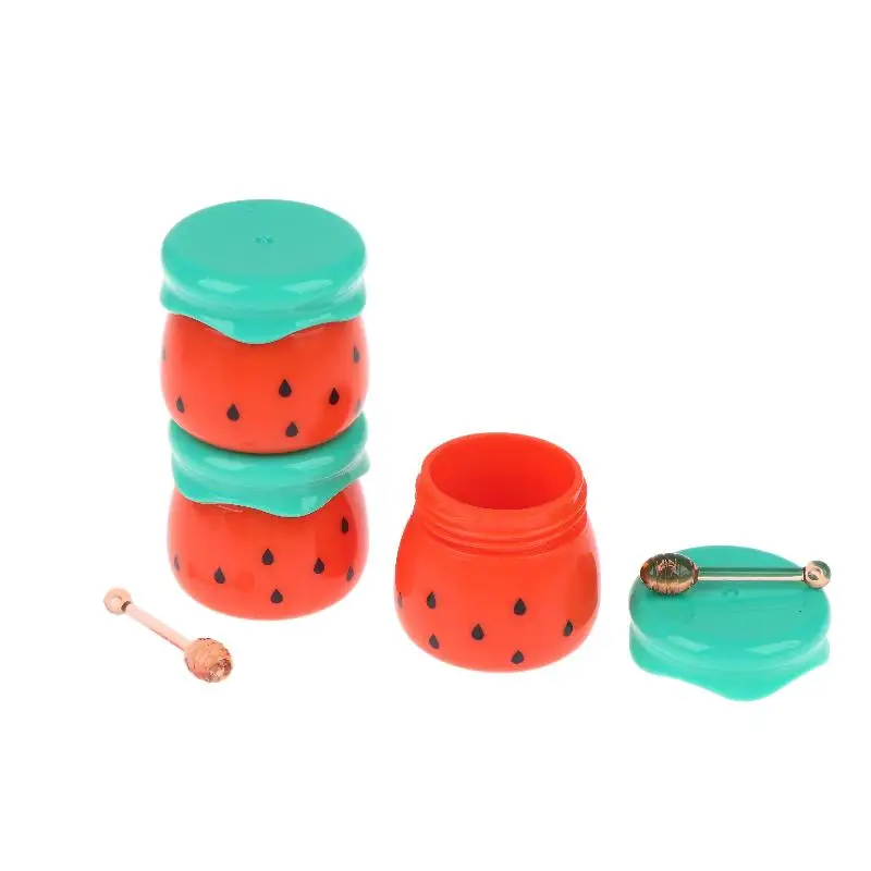 1 Stück Niedlicher Wassermelonen-Lippenbalsam-Behälter, Leeres Lippenmasken-Gefäß mit Mini-Honigstab, Lippenstift-Verpackung, Mini-Kosmetikspender – Detail 8