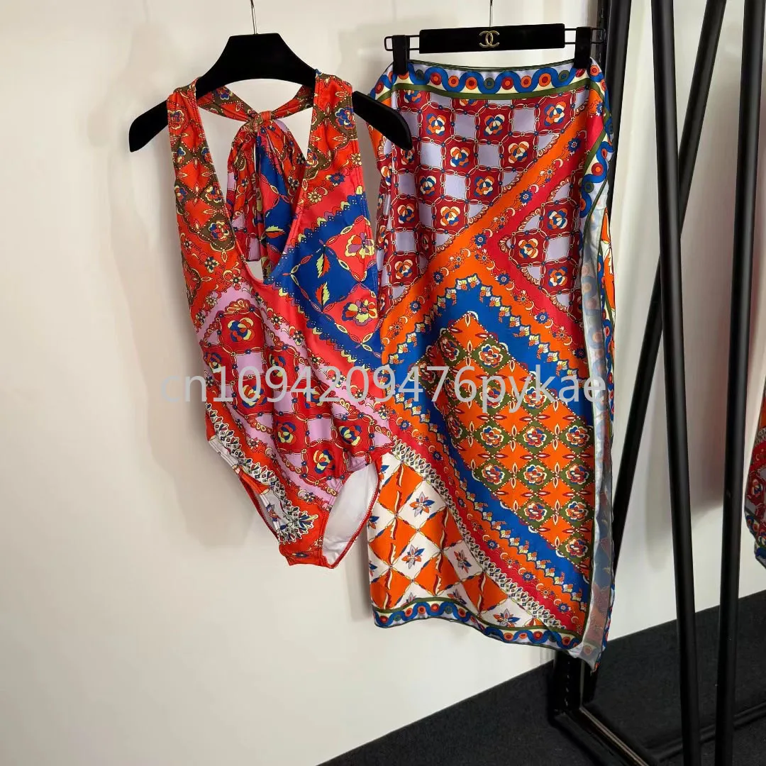 

Luxury Brand Women's Scarf Swimsuit Set Designer Brand Lady Sexy Sets