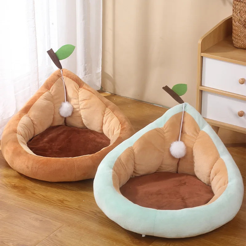 New avocado-shaped pet sleeping bed soft and warm cat soft bed home comfortable and skin-friendly cat cushion