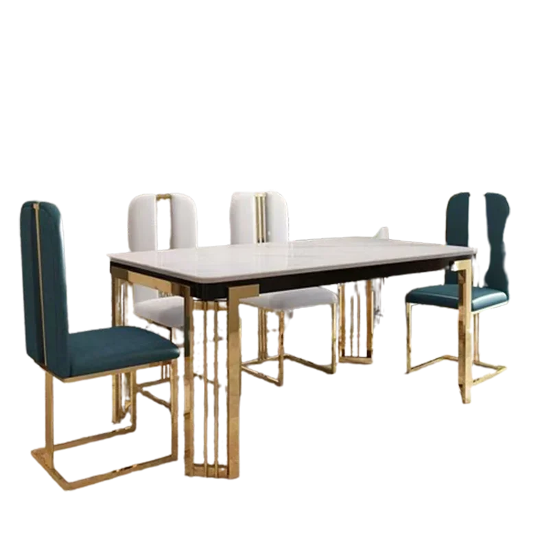 Metal Nordic Luxury Dining Table Kitchen Chairs Natural Design Center Dining Table Restaurant Marble Eettafel Home Furniture