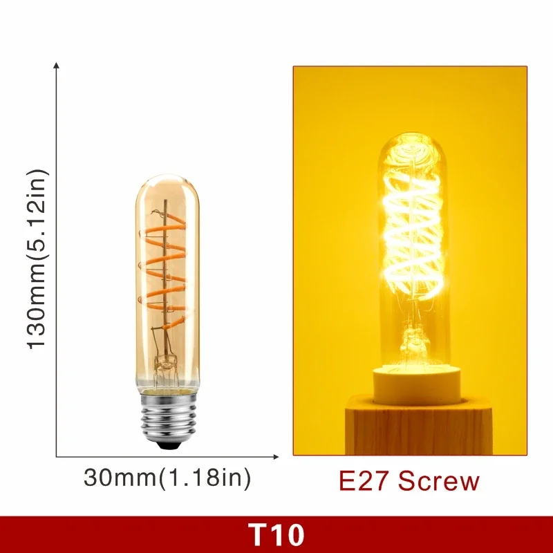 E14 E27 Retro LED Spiral Filament Glühbirne 4W Warm Gelb 220V C35 A60 T45 ST64 T185 T225 G80 G95 G125 Vintage Edison Lampe