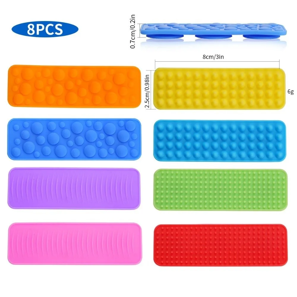 Mainan Fidget Sensorik Silikon Strip Bertekstur Mainan Cangkir Pengisap Sensorik Ujung Jari Menjaga Tangan Sibuk Strip Bertekstur Warna-warni
