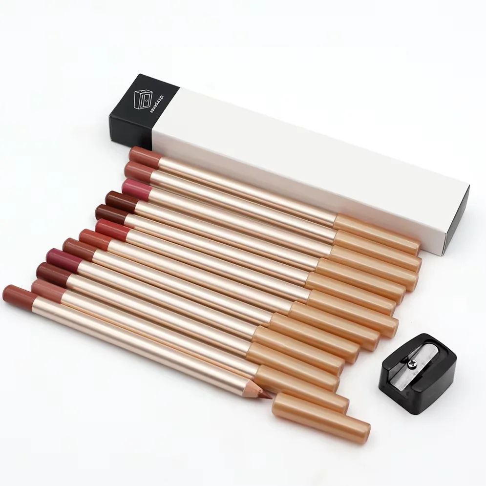 Cream Lip Liners Wholesale Makeup Private Label Logo Lipliner Pencil Lip Liner Pigmented Professional Cosmetics With Sharpener