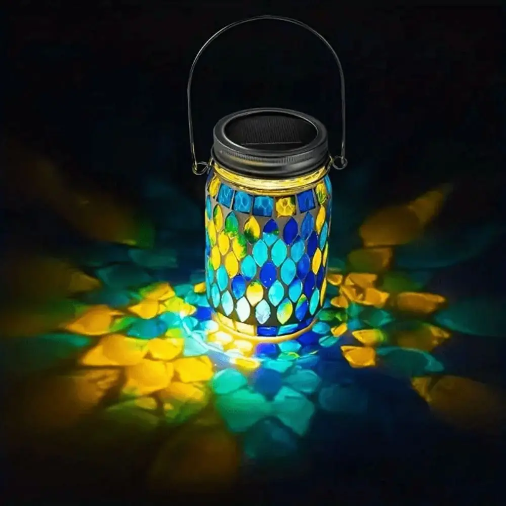 

Lawn Decoration Glass Mosaic Solar Hanging Lanterns Waterproof Creative Night Light Portable Table Lamp Landscape Lighting