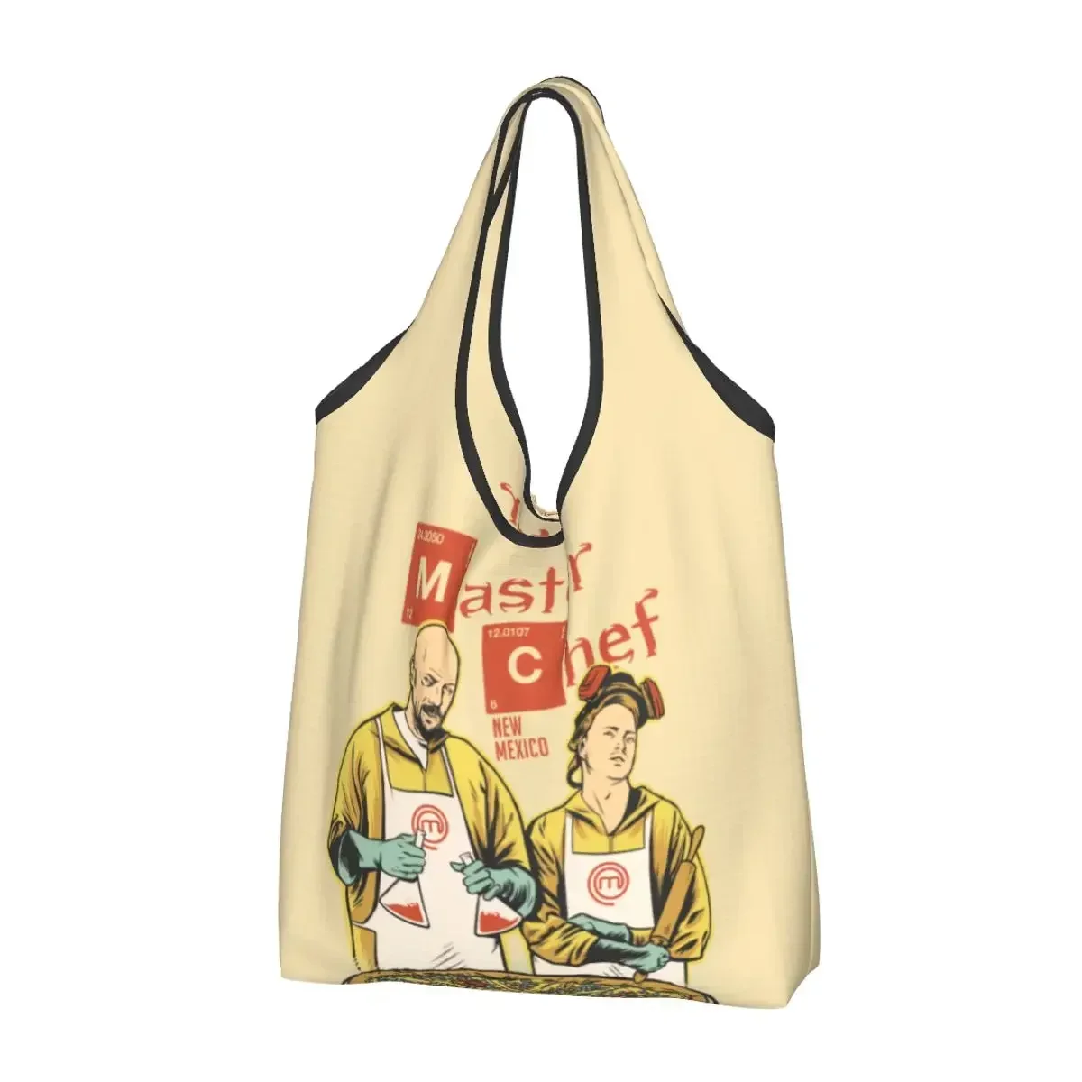 Cute Walter White Cook Meme Shopping Tote Bag Portable TV Show Heisenberg Grocery Shoulder Shopper Bag