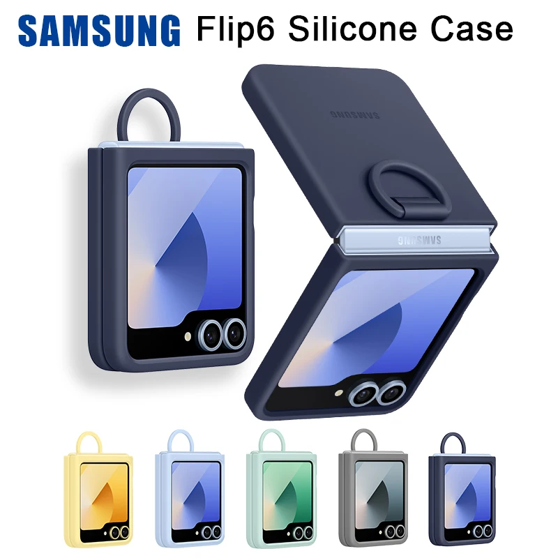 Original For Samsung Galaxy Z Flip6 5G Silicone With Ring Case Flip 6 Phone Cover, EF-PF741